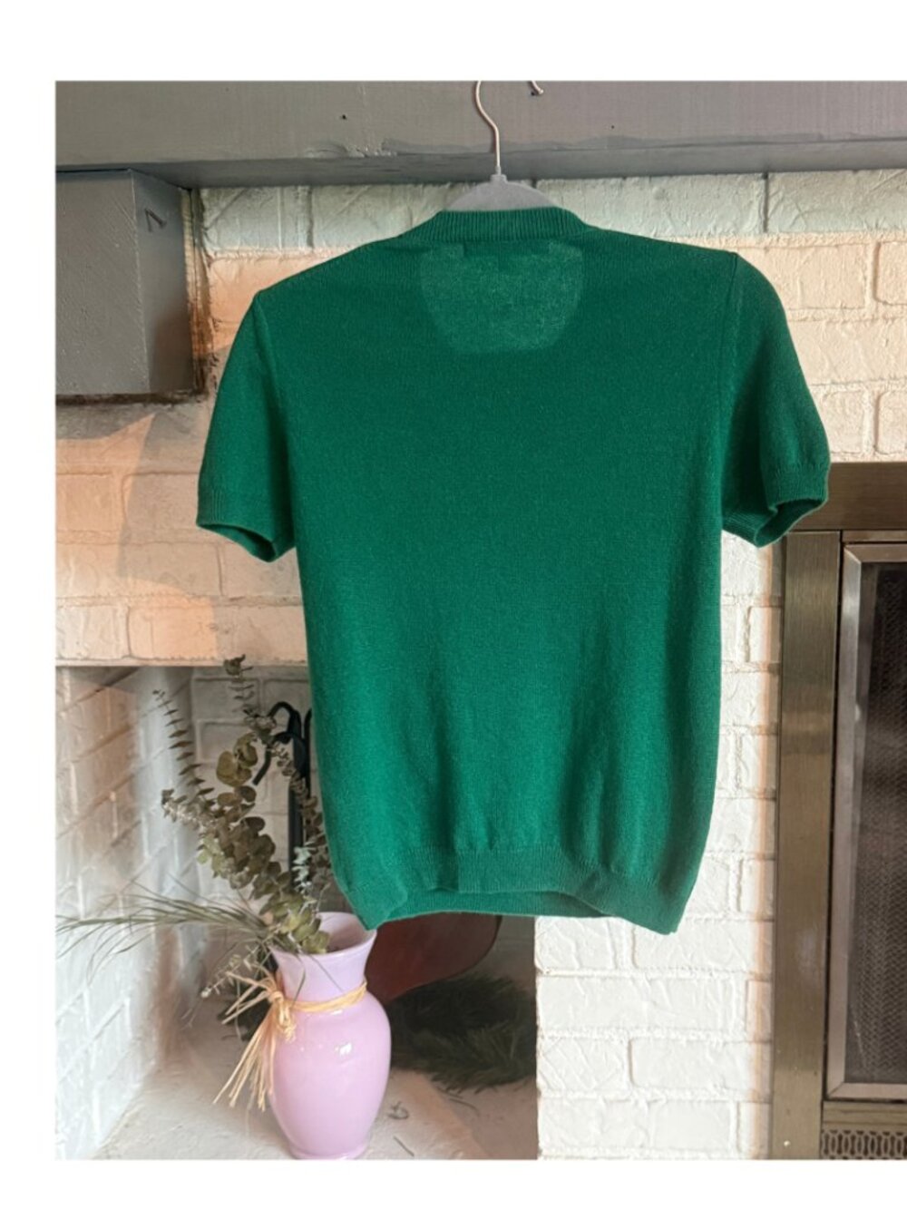 Quince 100% Cashmere Short Sleeve Sweater Tee Everglade Green Medium - Picture 2 of 6